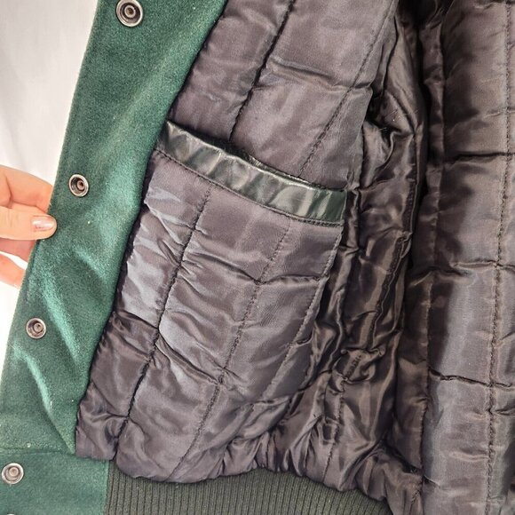 Vtg Car Club Canada Womens Bomber Jacket Packard Ocean West Leather Wool - Picture 9 of 16